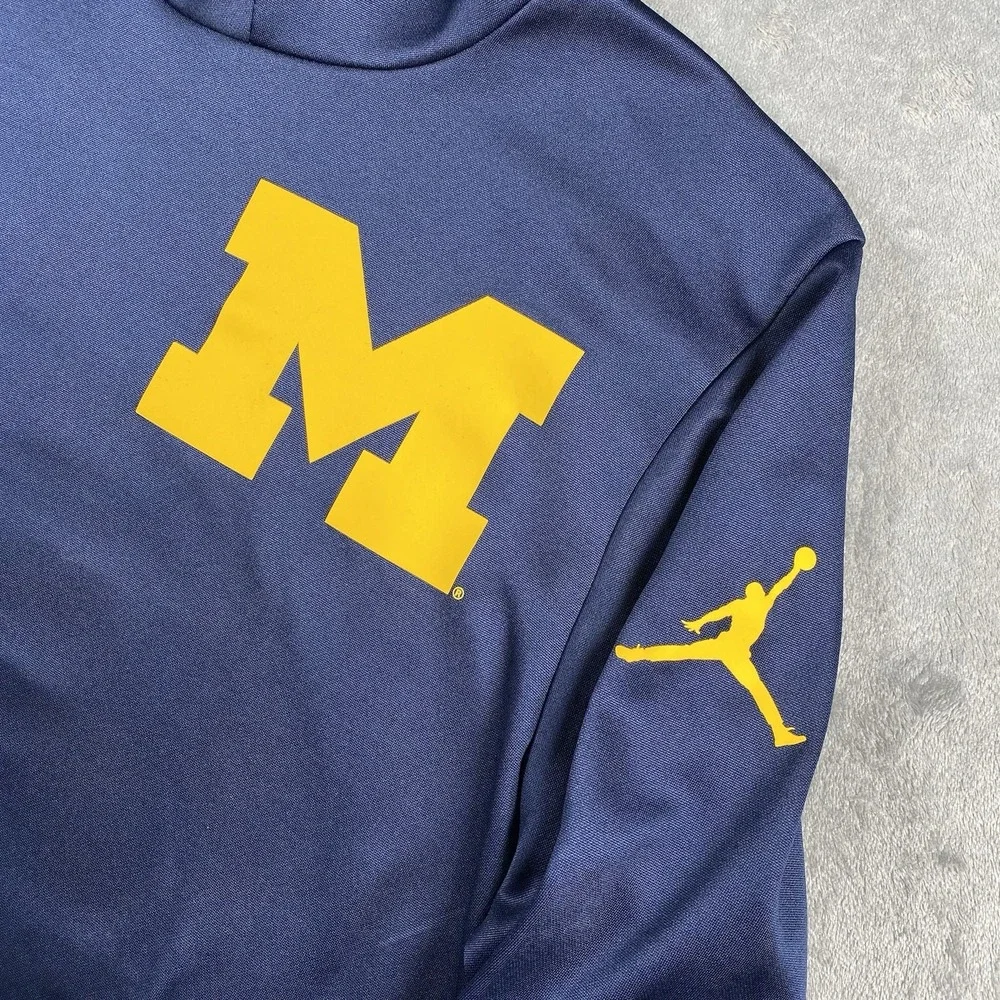 Jordan Michigan Wolverines Sweatshirt Mens Size M Blue Therma Scuba 2-Hit Hoodie